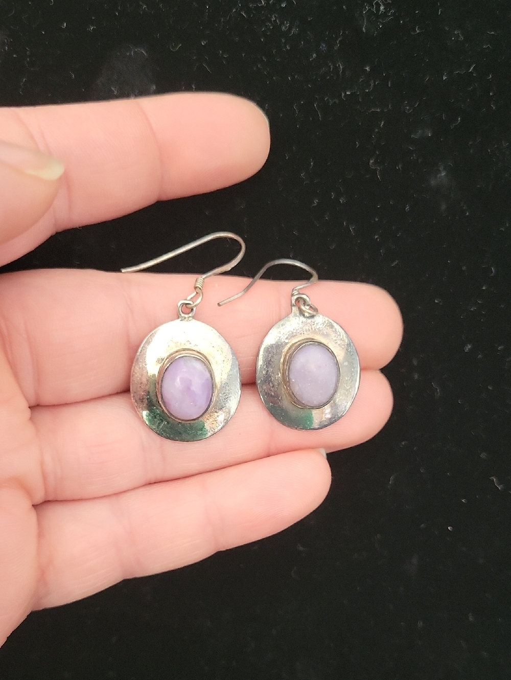 NWOT Purple Opal Artisan Crafted Drop Earrings